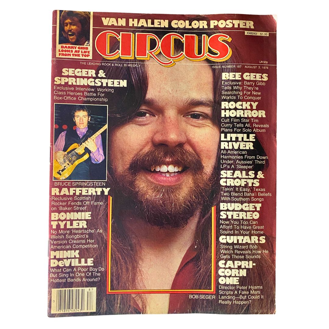 Cover of VTG Circus Magazine August 3 1978 featuring Bob Seger and Bruce Springsteen, showcasing a vibrant design with featured artists and key articles about the music scene of the late 1970s.