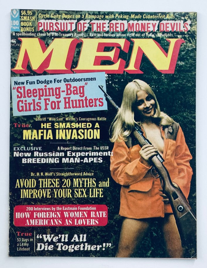 Cover of VTG Men Magazine November 1970, Vol 19 #10 featuring the headline 'He Smashed a Mafia Invasion' with vintage graphics and provocative images depicting 1970s culture.