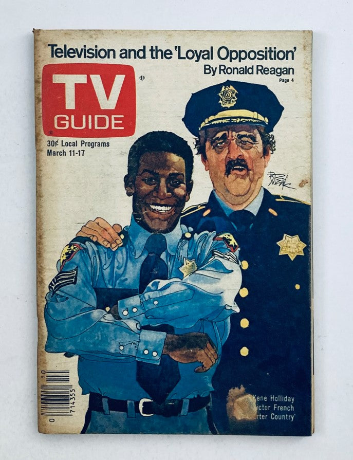 TV Guide Magazine March 11 1978 featuring Kene Holliday on the cover alongside a police officer, showcasing a nostalgic piece of television history.