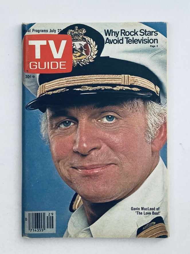 TV Guide Magazine July 22 1978, featuring Gavin MacLeod on the cover. The image showcases the magazine in good condition, highlighting its historic significance in television history.