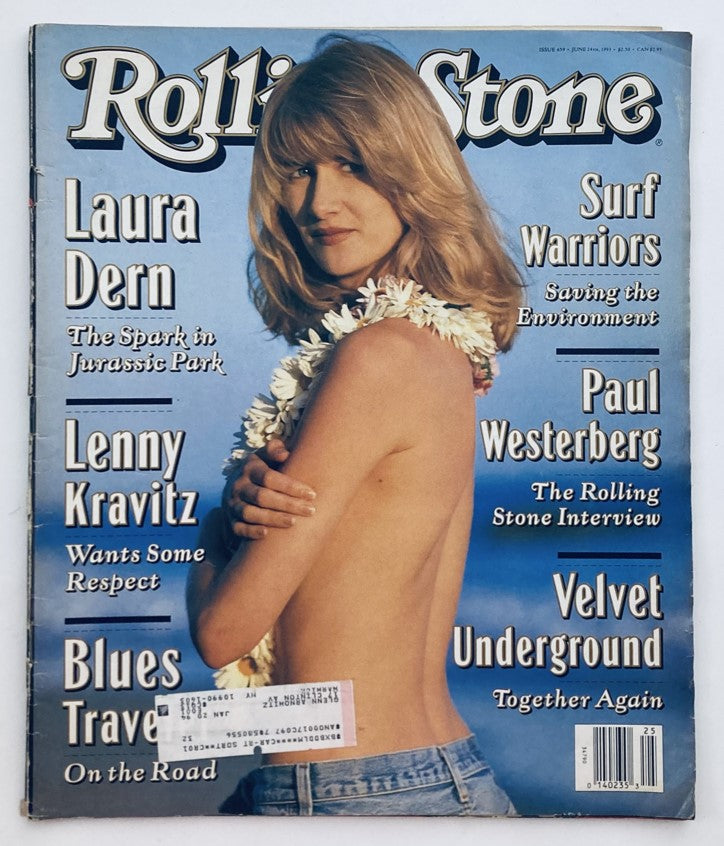 Cover of the Rolling Stone Magazine June 24, 1993, Issue 659 featuring Laura Dern, highlighting her role in Jurassic Park.