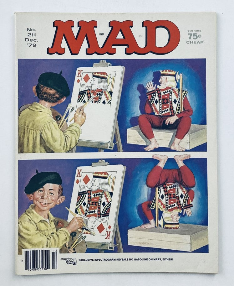 Cover of Mad Magazine December 1979 No. 211 featuring humorous artwork with a character drawing a playing card and a whimsical depiction of the "The China Sin-Dome" story.