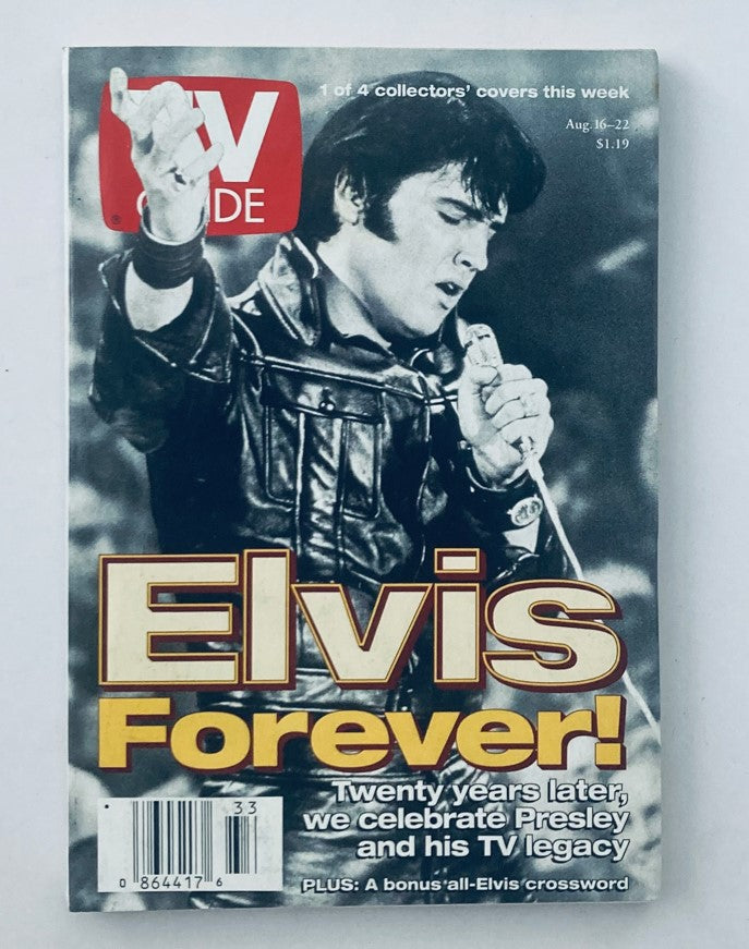 TV Guide Magazine August 16 1997 cover featuring Elvis Presley, commemorating his legacy with the headline 'Elvis Forever!'. This collectors' edition includes details about the TV programming of that week.