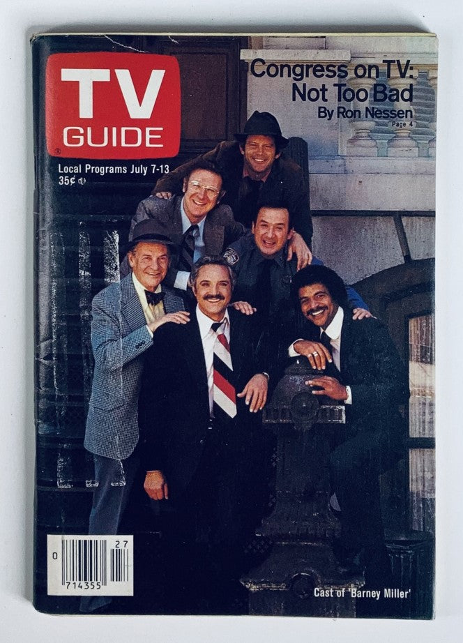 TV Guide Magazine July 7 1979 #1371 featuring the cast of Barney Miller on the cover, showcasing notable TV personalities from the late 70s.