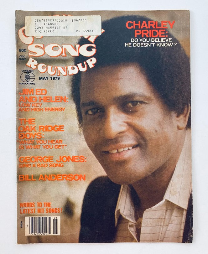 Cover of VTG Country Song Roundup Magazine May 1979 featuring Charlie Pride with the headline 'Charley Pride: Do You Believe He Doesn't Know?' showcasing the vibrant design and iconic country music themes.