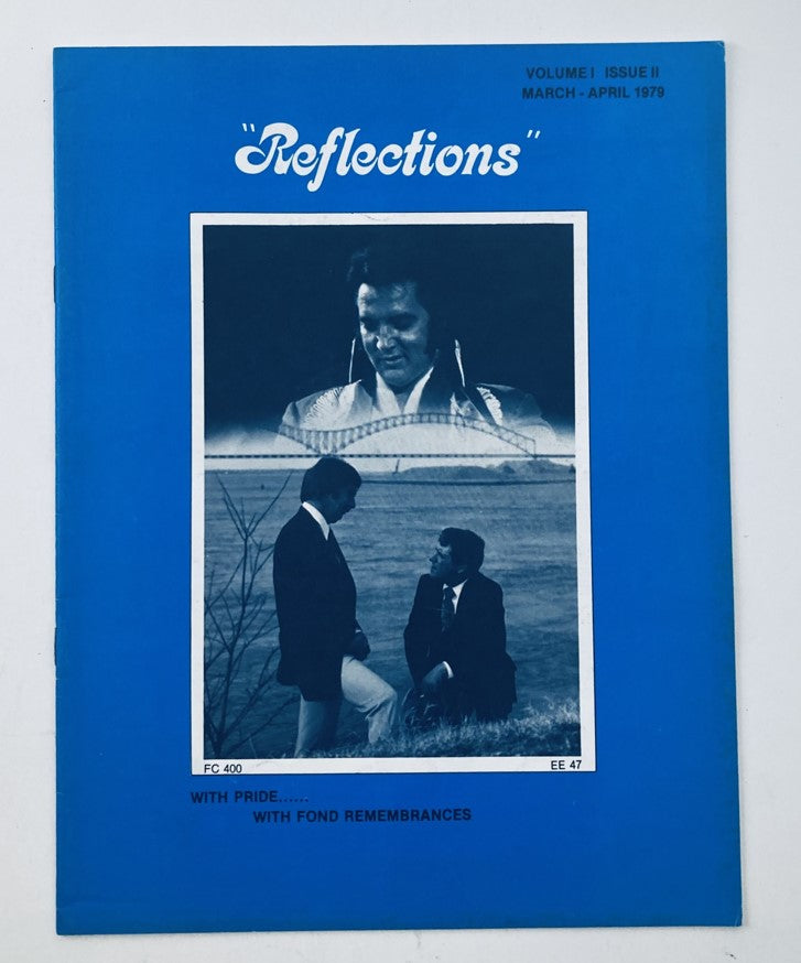 Cover of VTG Reflections Magazine March 1979 Vol 1 Issue 2 featuring Elvis Presley, showcasing a vibrant blue design and images reflecting the cultural significance of the 1970s.