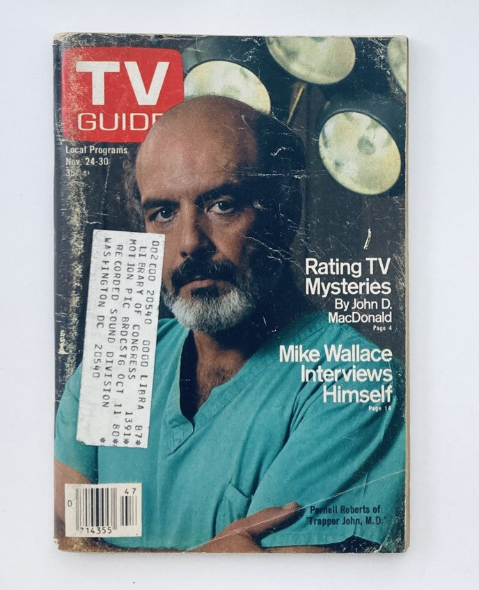 TV Guide Magazine November 24 1979 #1391 featuring an image of Mike Wallace on the cover, discussing TV mysteries, and includes an interview with Mike Wallace and feature on Pernell Roberts.