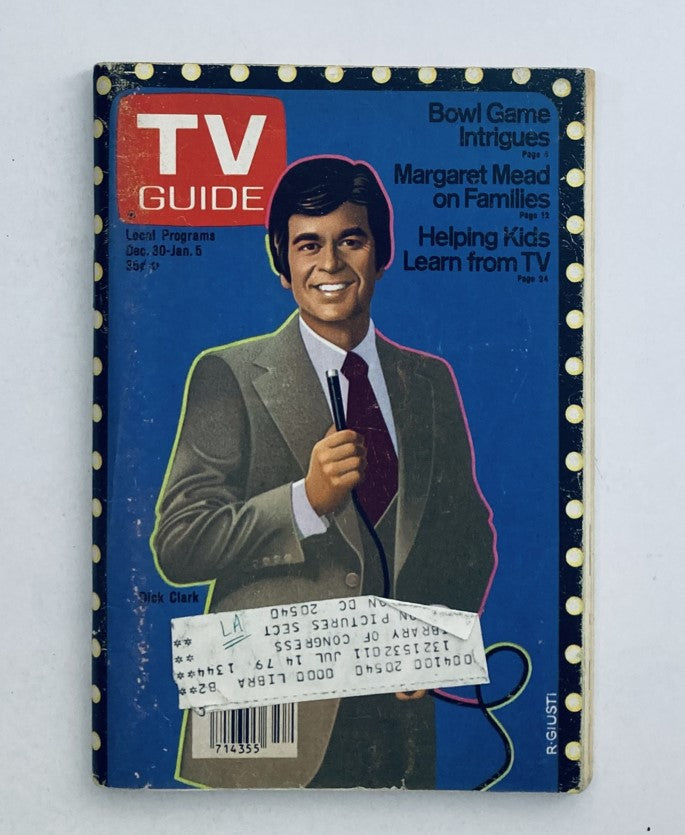 TV Guide Magazine December 30 1978 #1344 featuring Dick Clark on the cover, showcasing a colorful design with polka dots and local program listings.