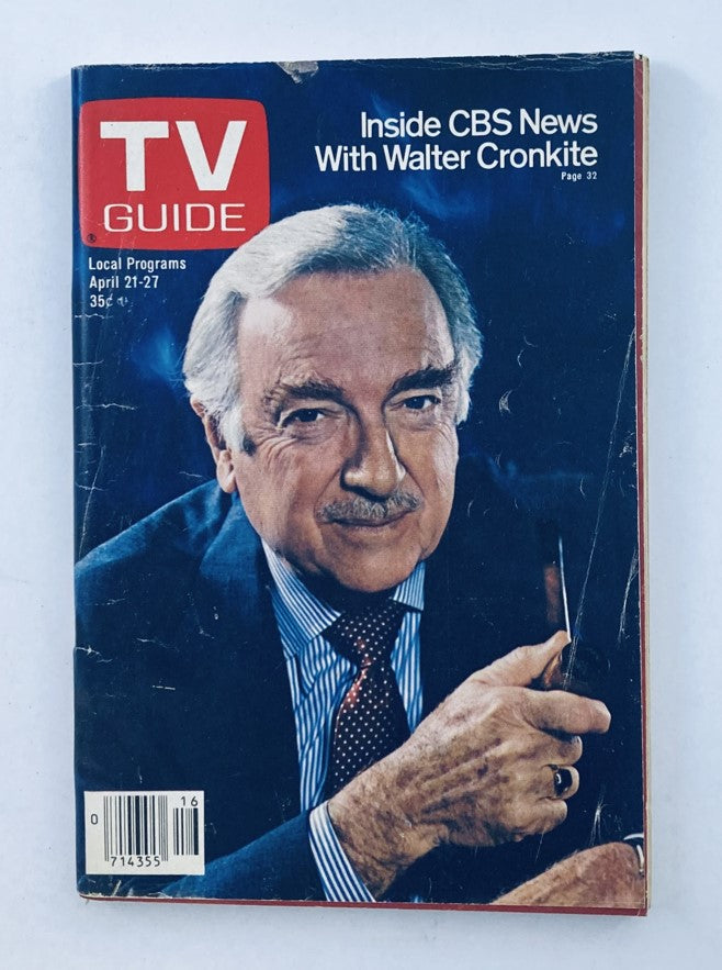 TV Guide Magazine April 21 1979 #1360 featuring Walter Cronkite, showcasing a portrait cover with the title and program details.