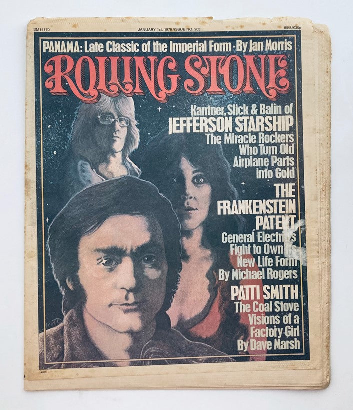 Rolling Stone Magazine January 1 1976 Issue 203 featuring Jefferson Starship on the cover, showcasing iconic 1970s rock culture.