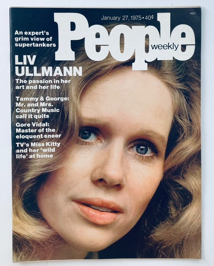 Cover of VTG People Weekly Magazine January 27, 1975 featuring Liv Ullman, highlighting her passion in art and life, with the magazine's title prominently displayed.