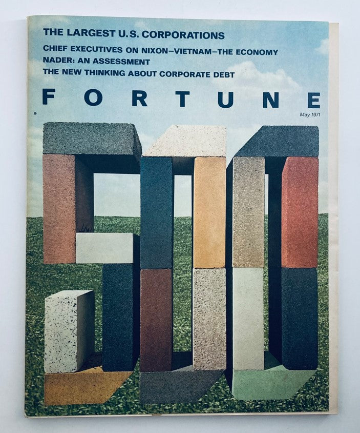 VTG Fortune Magazine May 1971 featuring a graphic design with blocks of varying colors representing corporate themes, highlighting the largest U.S. corporations.