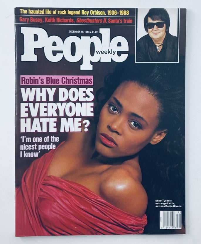 VTG People Weekly Magazine December 19 1988 featuring Robin Givens on the cover with the headline 'WHY DOES EVERYONE HATE ME?'. The magazine includes a photo of Gary Busey and elements from the entertainment industry at the end of the 1980s.
