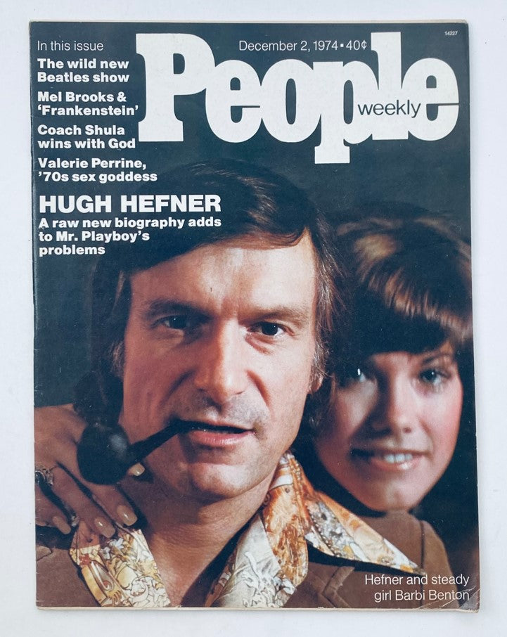 VTG People Weekly Magazine December 2 1974 featuring Hugh Hefner and Barbi Benton on the cover, showcasing pop culture icons from the '70s.