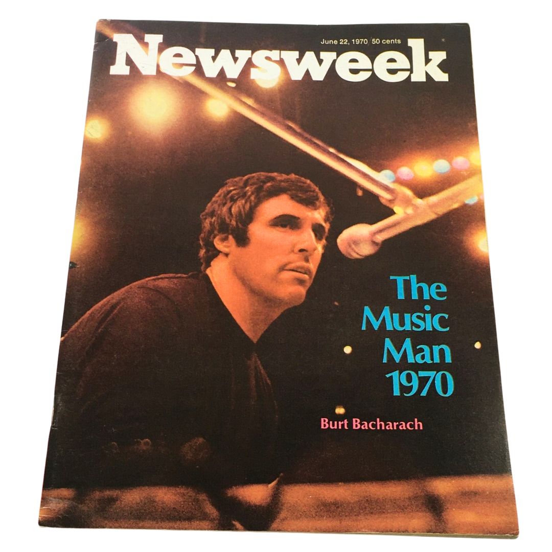 VTG Newsweek Magazine June 22 1970 featuring Burt Bacharach on the cover, highlighting the iconic music composer with the title 'The Music Man 1970' in a vintage design.