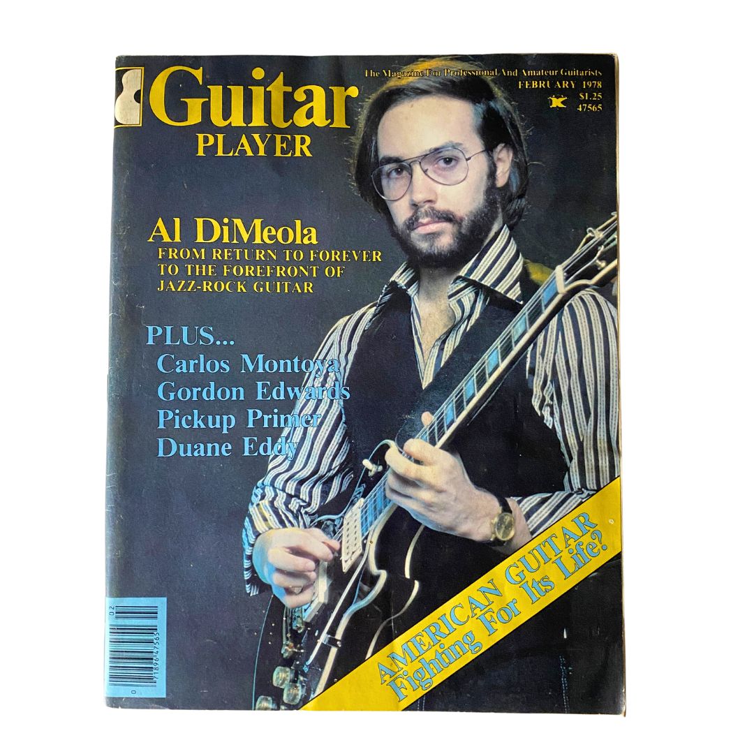 Guitar Player Magazine February 1978 featuring Al DiMeola on the cover, showcasing his guitar skills and jazz-rock influence.
