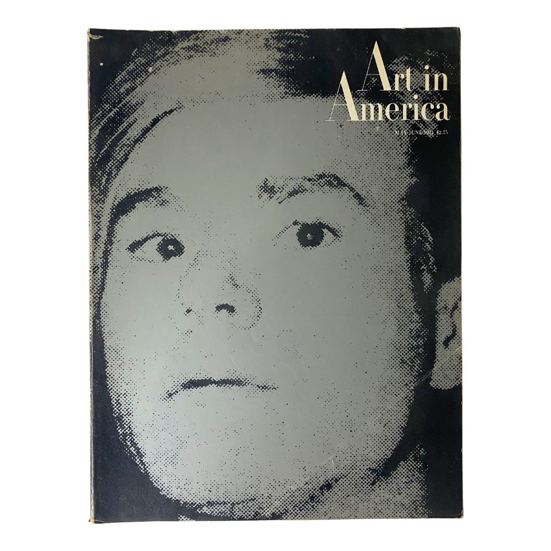 Cover of VTG Art in America Magazine May 1971 featuring Andy Warhol's iconic pop art style portrait, showcasing the timeless appeal of art history.