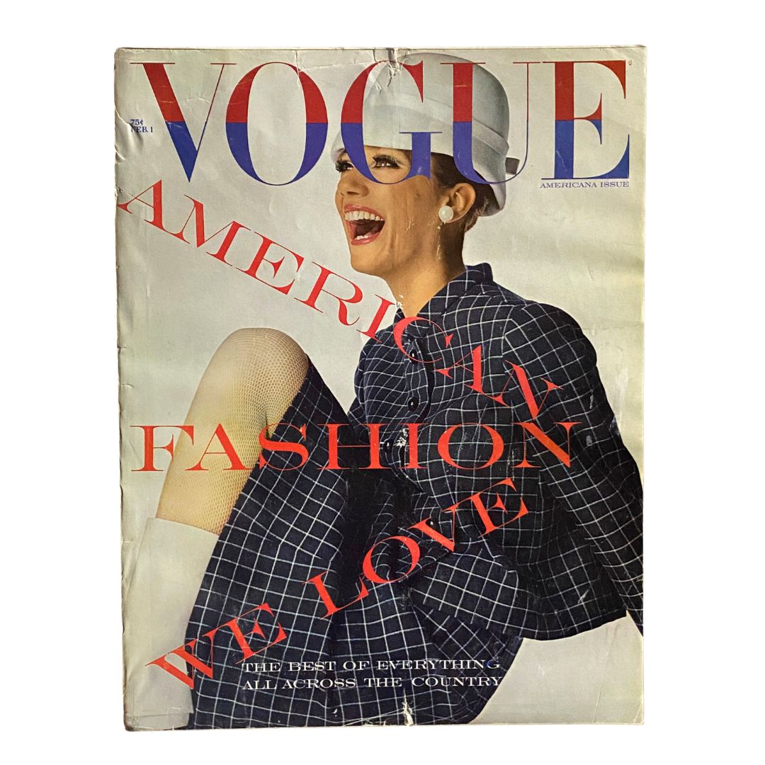 Vintage Vogue Magazine, February 1, 1966: Marisa Berenson photographed by Irving Penn on the cover.