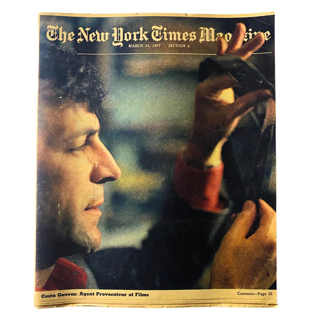 Cover of The New York Times Magazine, March 21, 1971, featuring Costa Gavras