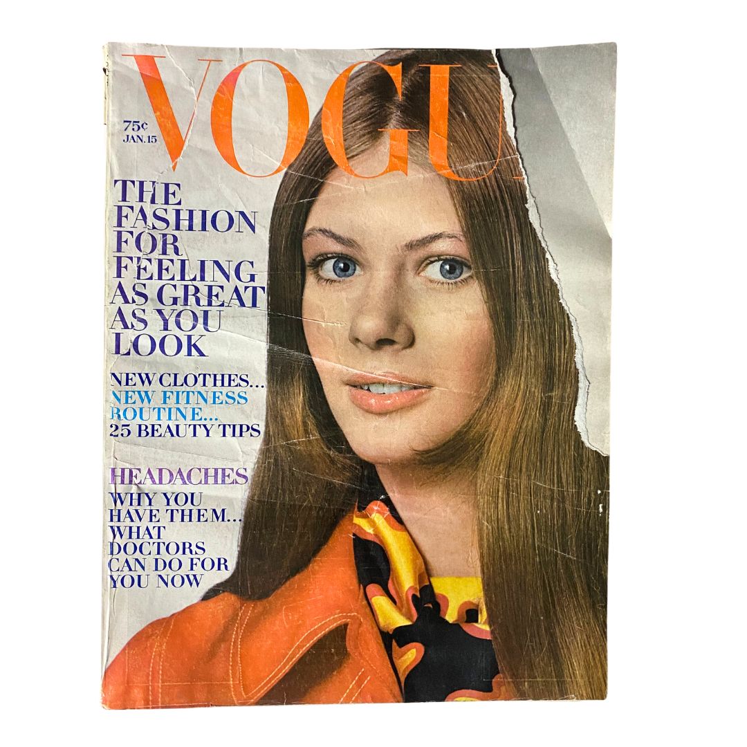 Vintage Vogue Magazine, January 15, 1970: Charly Stember featured with GD interior content.