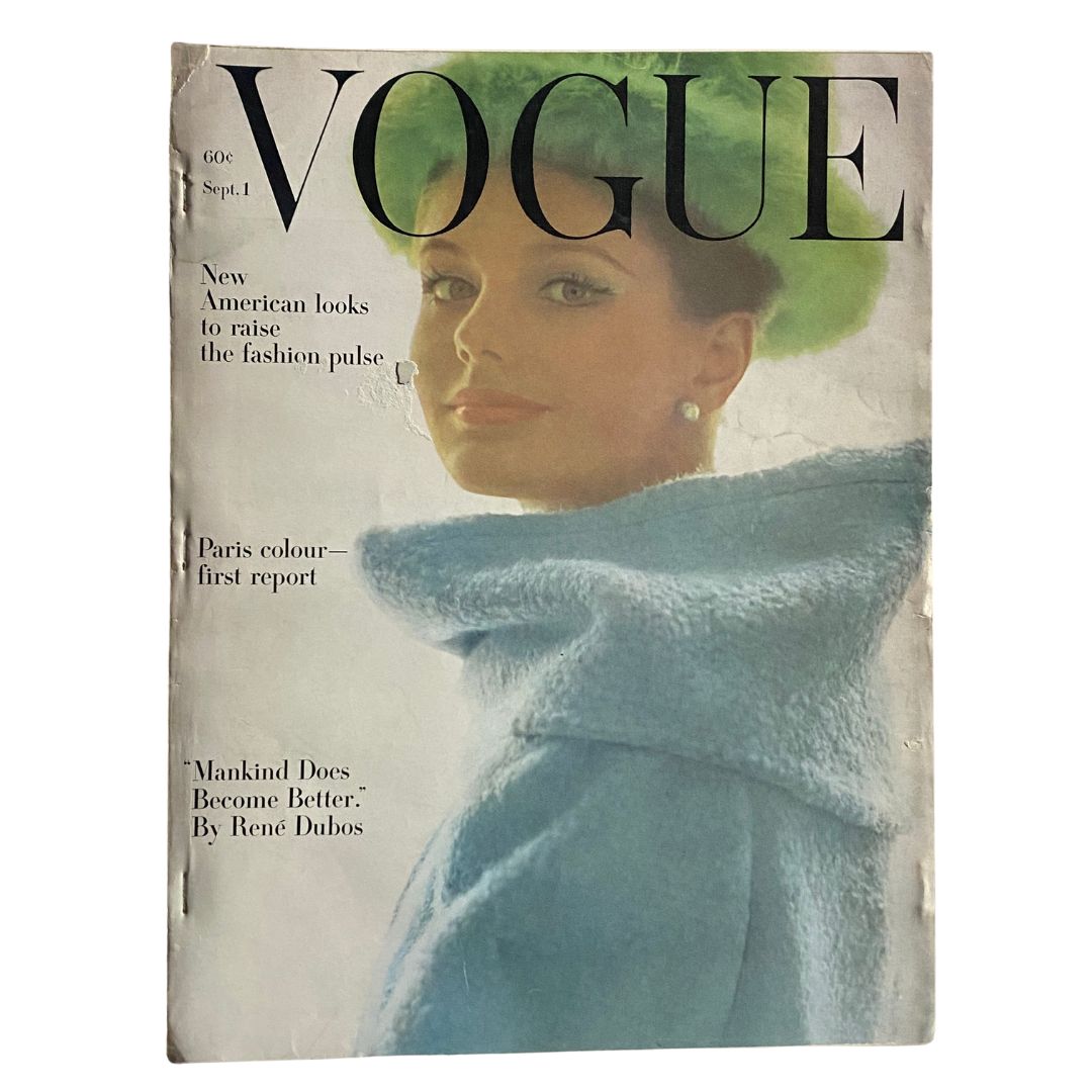 Vintage Vogue Magazine, September 1, 1962: Kecia Nyman photographed by Art Kane on the cover.
