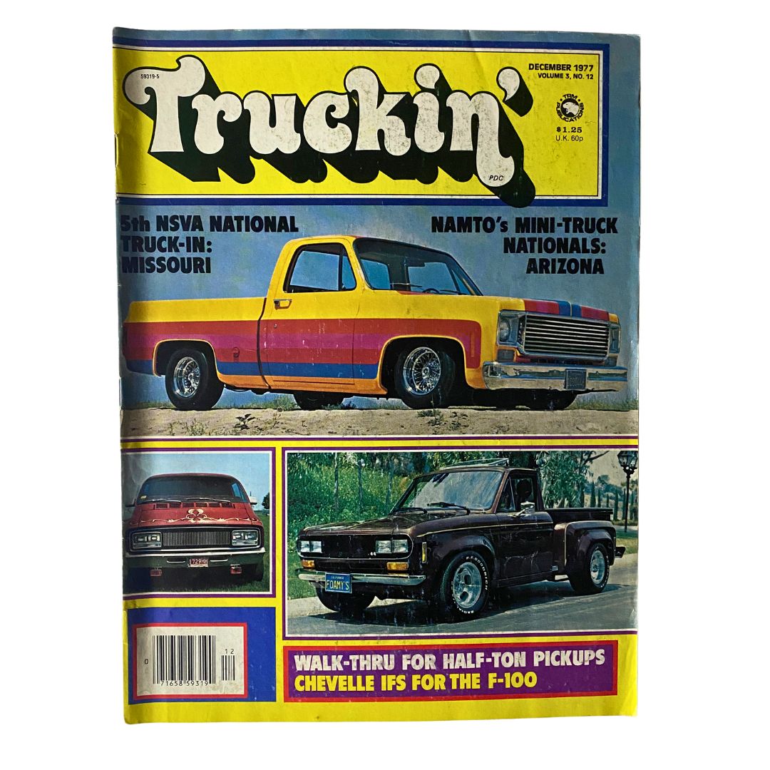 VTG Truckin' Magazine December 1977 cover showcasing classic mini-trucks and automotive culture from the 1970s.