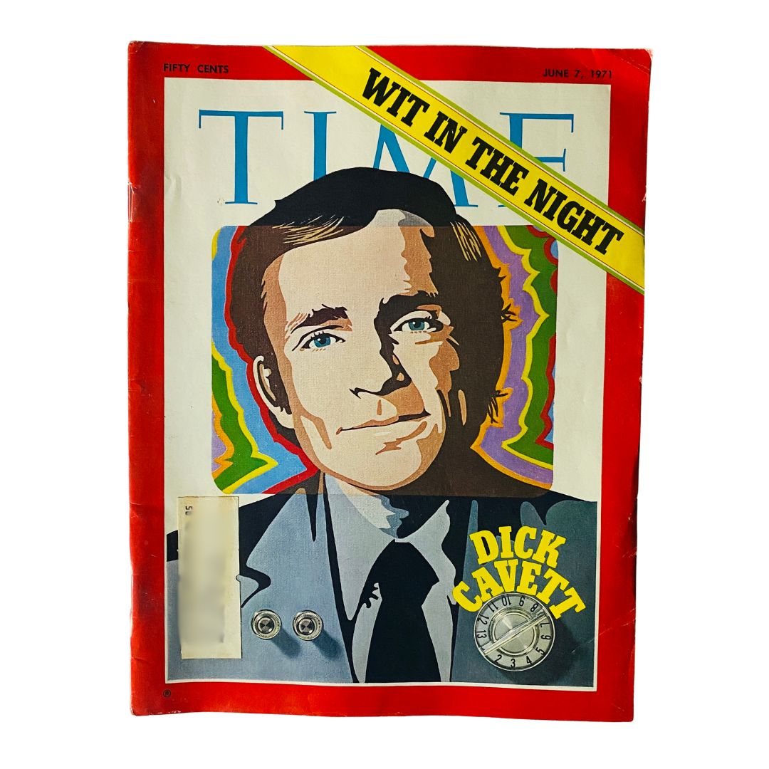 VTG Time Magazine June 7 1971 Dick Cavett Cover featuring colorful artwork and the title 'Wit in The Night', capturing the essence of 1970s pop culture and media.