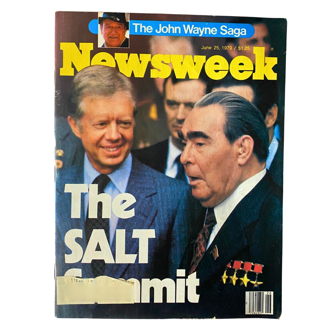 Cover of the VTG Newsweek Magazine from June 25, 1979, featuring Jimmy Carter and Leonid Brezhnev, highlighting the SALT Summit.