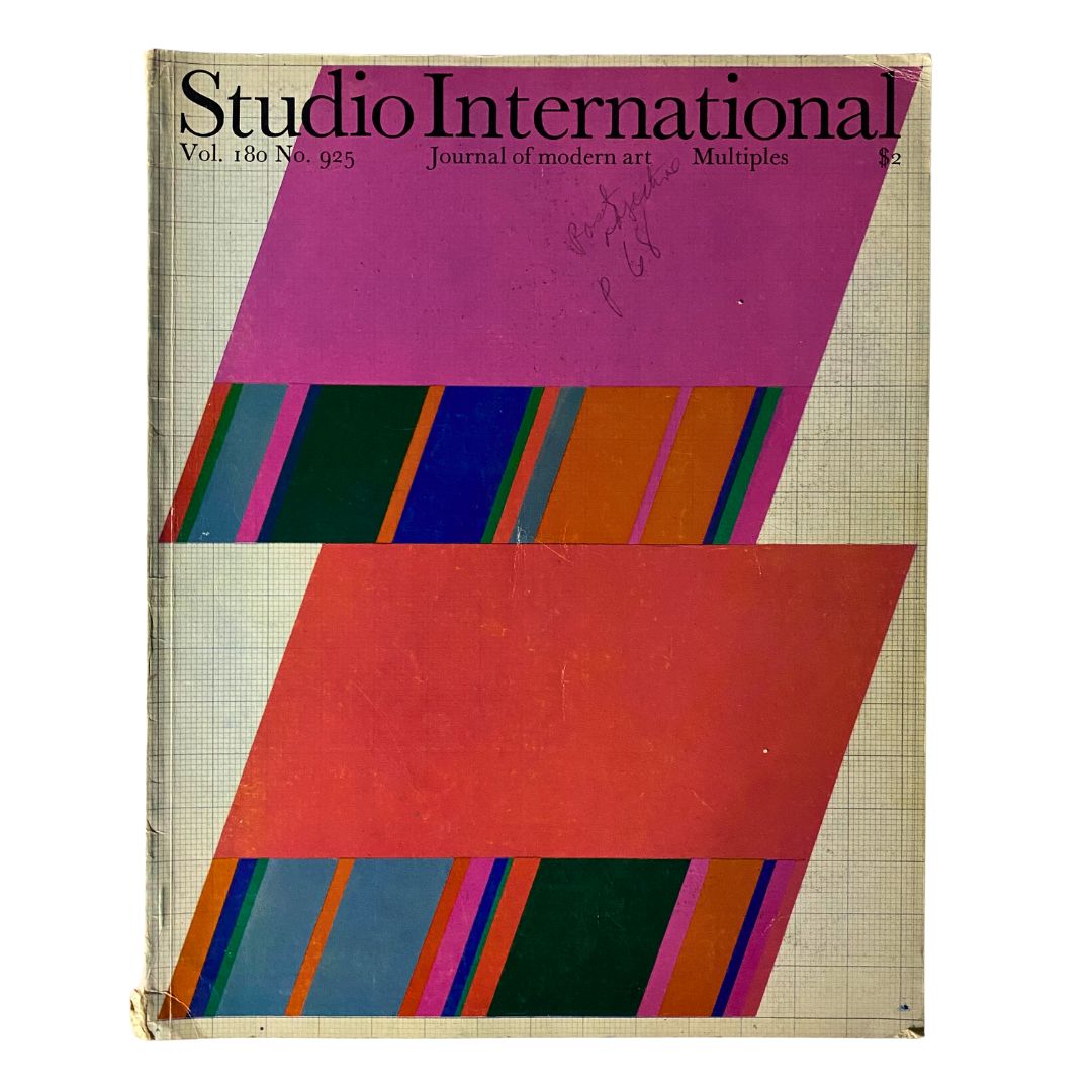 VTG Studio International Magazine September 1970 with Michael Tyzack Cover, featuring vibrant geometric design, showcasing modern art. Perfect for collectors.