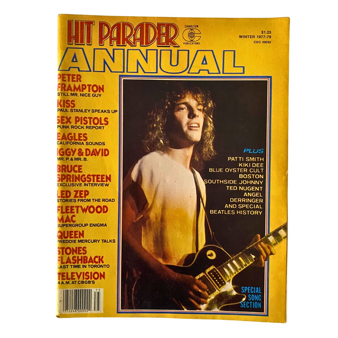 VTG Hit Parader Magazine Winter 1977-1978 Annual featuring Peter Frampton on the cover, showcasing iconic rock bands and artists from the era.
