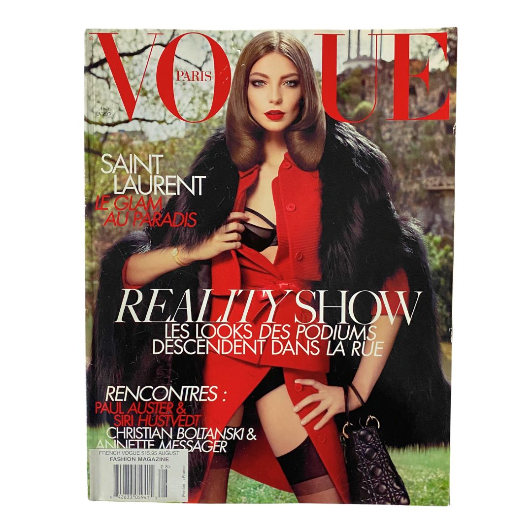 Cover of Vogue Paris Magazine August 2008 featuring Daria Werbowy, showcasing high fashion with elegant styling.