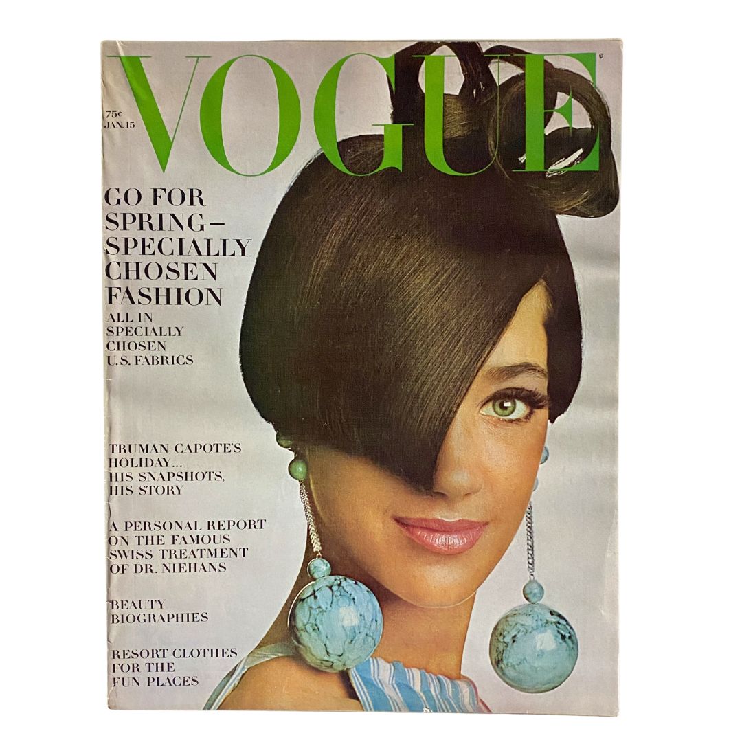 Vintage Vogue Magazine, January 15, 1966: Marisa Berenson photographed by Irving Penn on the cover.