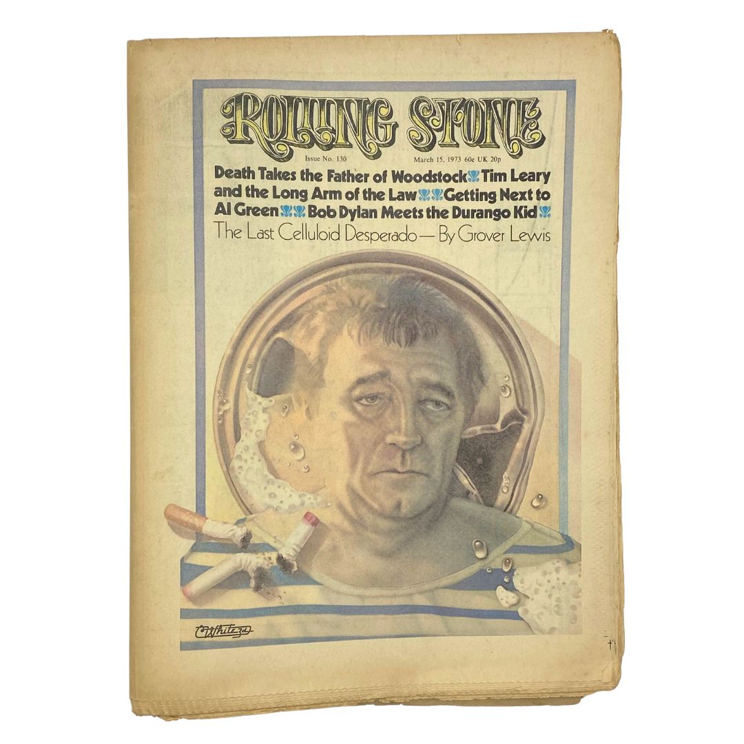 Cover of Rolling Stone Magazine March 15, 1973, Issue No. 130, featuring artwork depicting themes of 70s culture and the Last Celluloid Desperado.