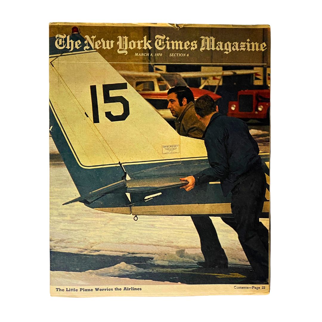 Cover of The New York Times Magazine from March 8, 1970, featuring the title "The Little Plane" with people interacting around a small aircraft.