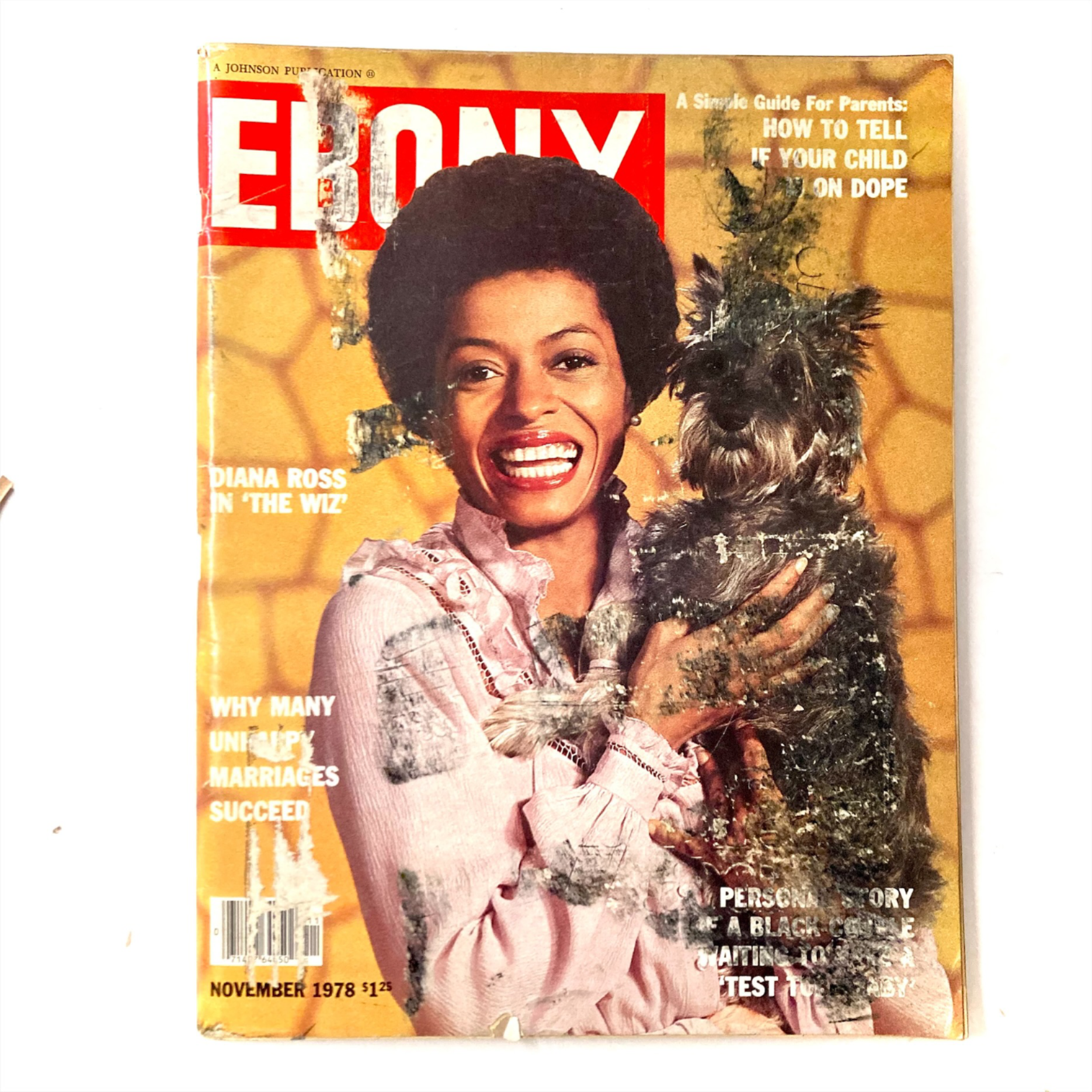 Vintage Ebony Magazine cover from November 1978 featuring Diana Ross promoting 'The Wiz', showcasing her joyful smile and stylish attire, ideal for collectors of retro publications.