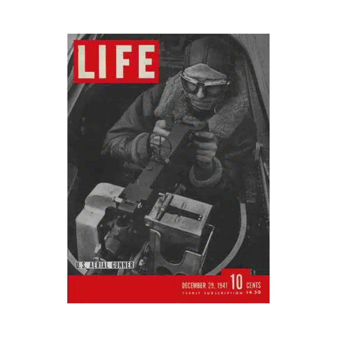 Cover of Vintage Life Magazine dated December 29, 1941, featuring a U.S. Aerial Gunner, showcasing historical WWII military context.
