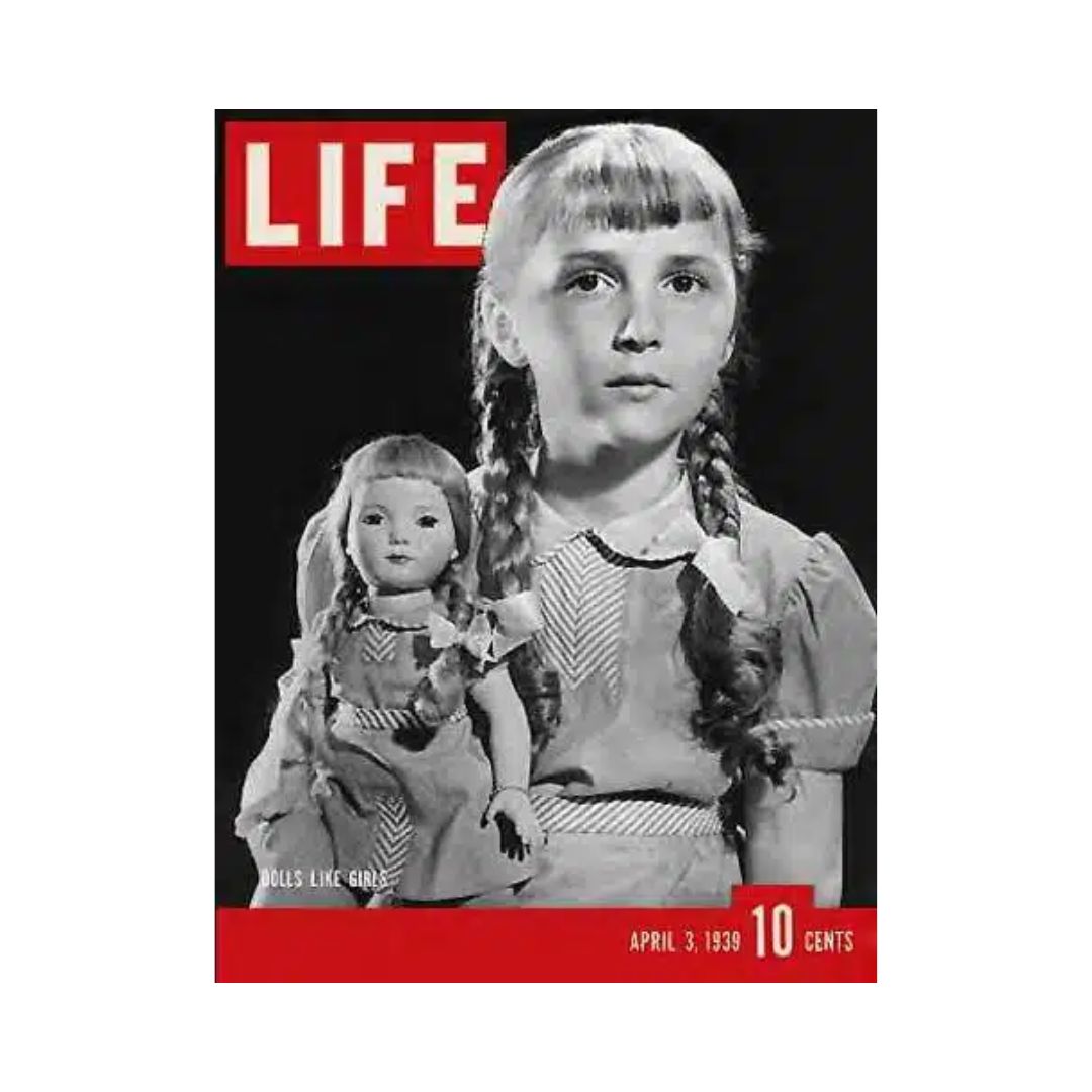 VTG Life Magazine April 3, 1939 cover featuring Cochran Look-alike Portrait Dolls with a young girl holding a doll, highlighting vintage art and collectibles.