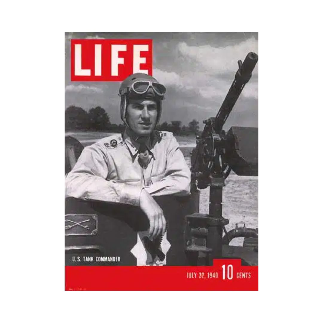 Cover of VTG Life Magazine from July 22, 1940, featuring a U.S. Tank Commander, showcasing military presence during WWII.