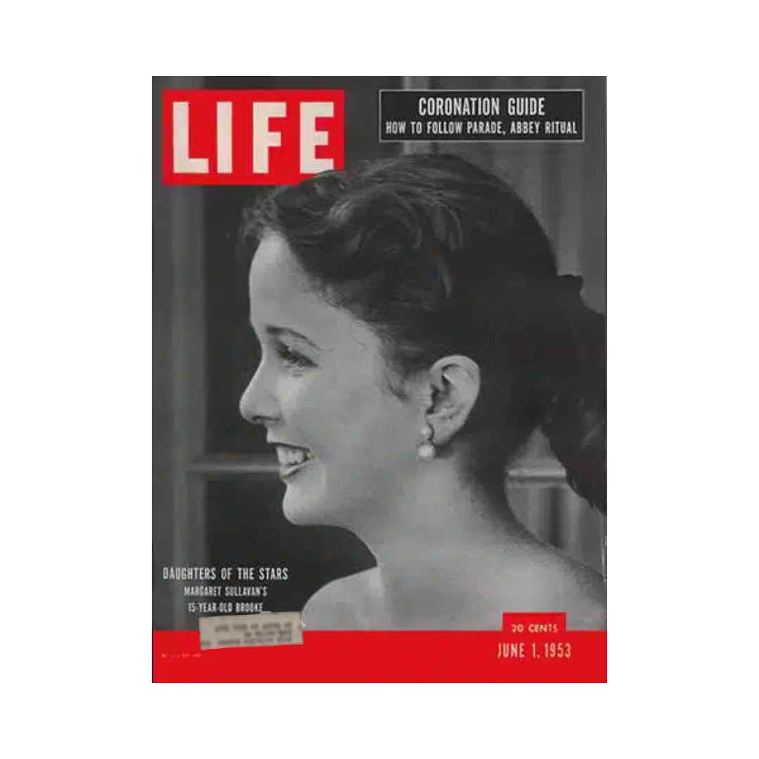Cover of VTG Life Magazine from June 1, 1953, featuring a profile of Margaret Sullivan's daughter, Brooke, alongside the headline 'Coronation Guide' and the date.
