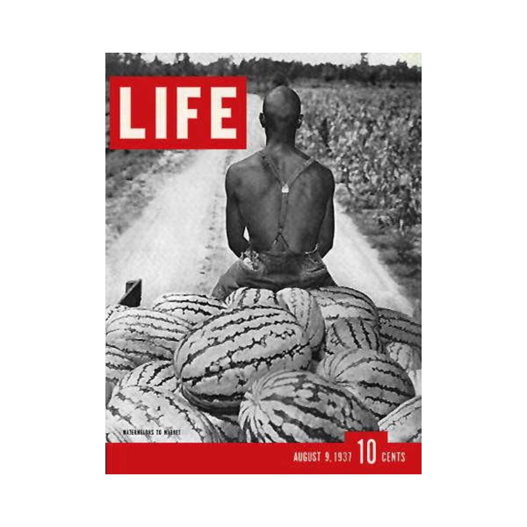 Life Magazine August 9, 1937 Cover Featuring Black Man on Watermelon Cart, Cultural Insight