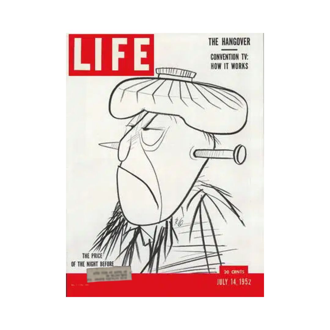 Cover of VTG Life Magazine July 14, 1952 featuring an illustration by Robert C. Osborn, highlighting themes of the era and showcasing political and cultural reflections.