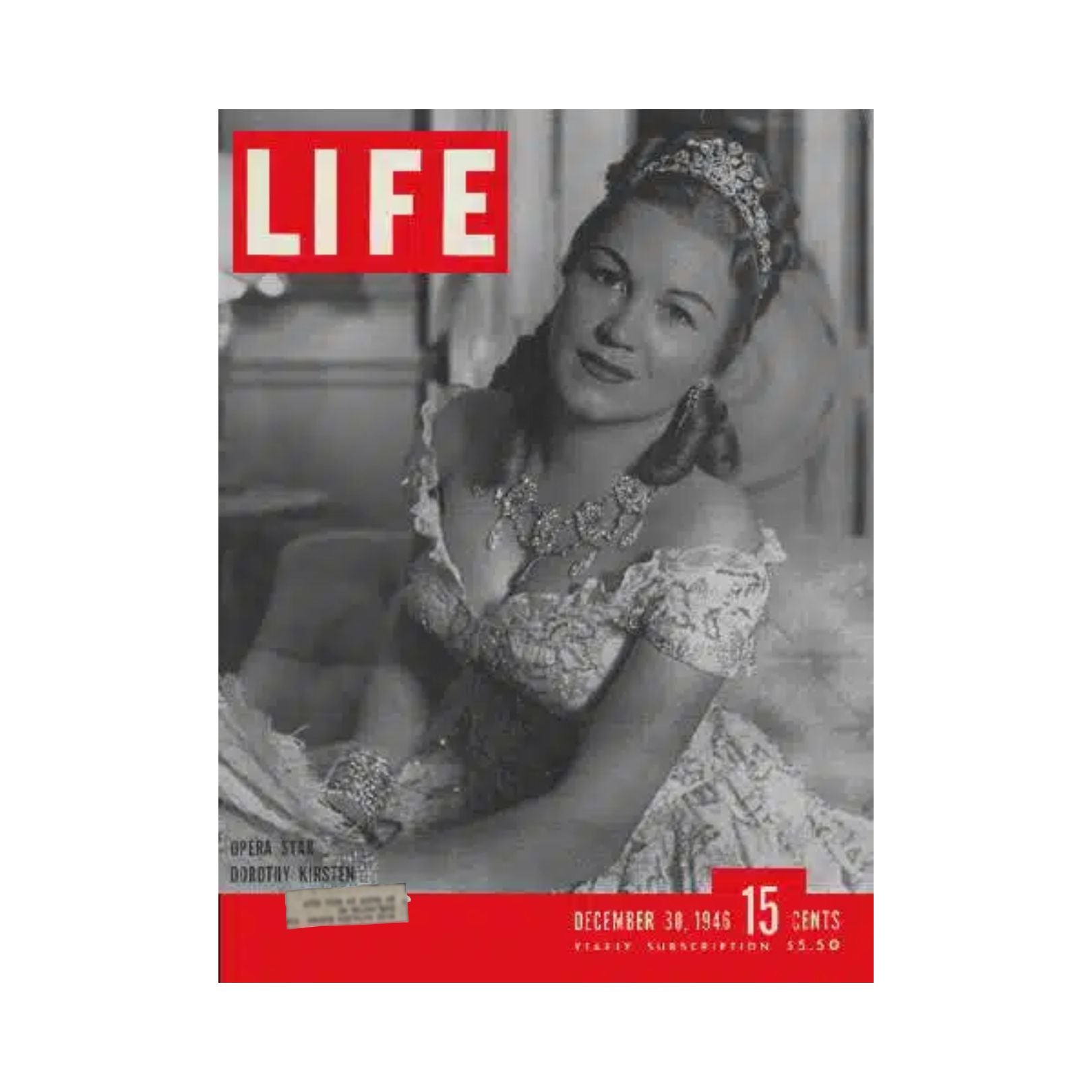 VTG Life Magazine cover from December 30, 1946 featuring opera star Dorothy Kirsten, showcasing her elegance and charm, indicative of the glamour from the post-war era.