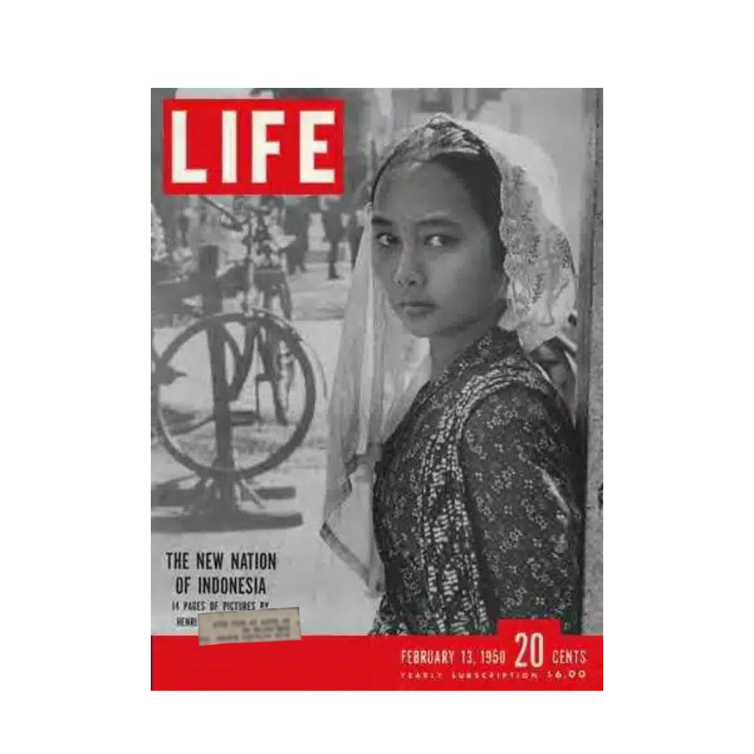 Cover of VTG Life Magazine February 13, 1950, titled 'The New Indonesia,' featuring a portrait of an Indonesian woman, showcasing the theme of cultural evolution and resilience.