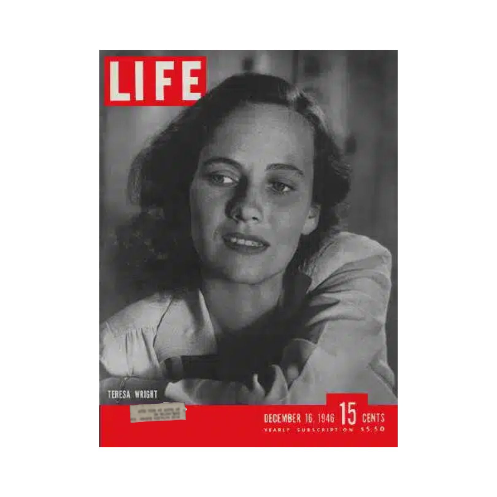 Vintage Life Magazine from December 16, 1946, featuring American actress Teresa Wright on the cover. This issue highlights mid-20th century pop culture and includes notable articles and photography.