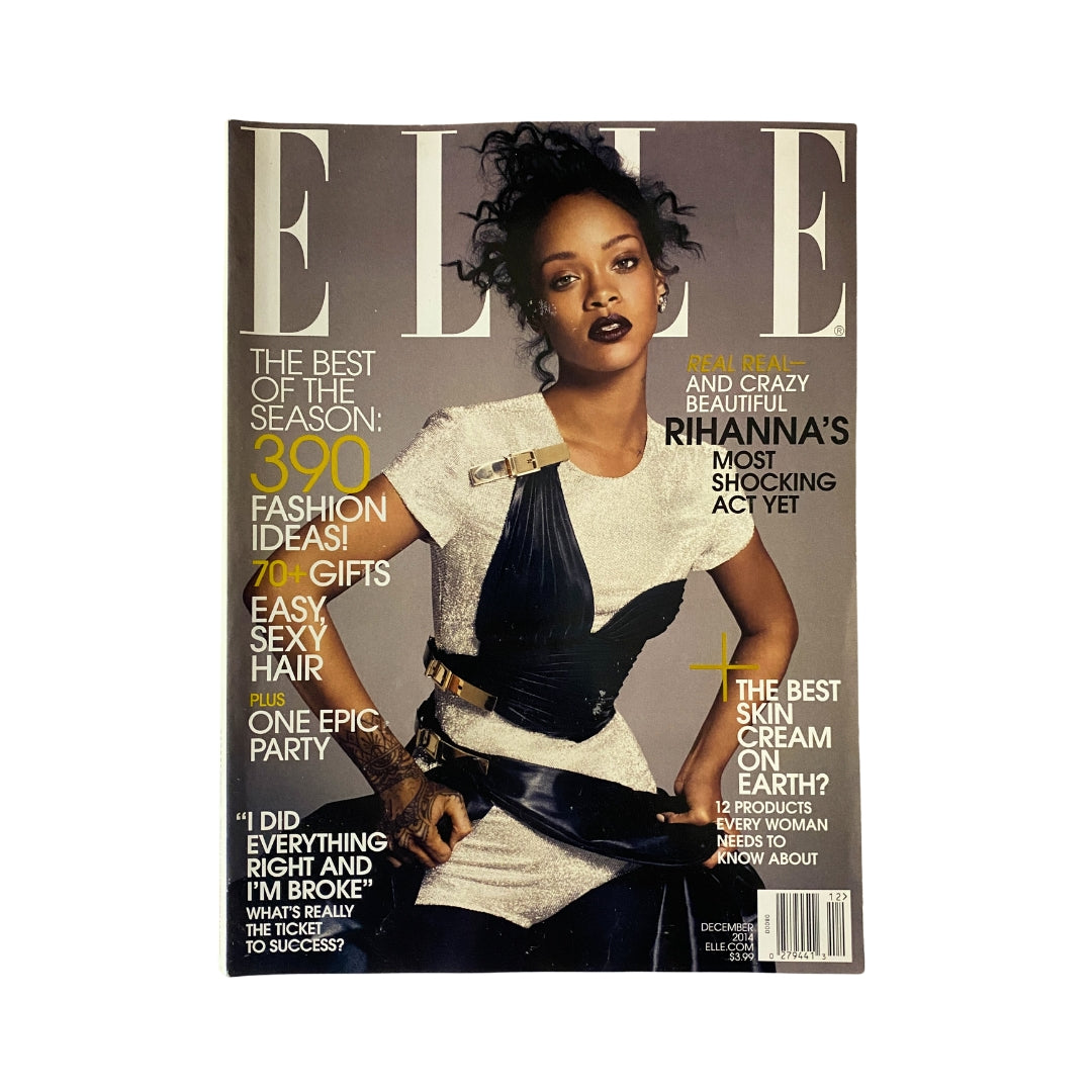 Elle Magazine December 2014 Rihanna Cover No Label VG - featuring Rihanna with stylish attire on the cover, showcasing 2014 fashion trends.