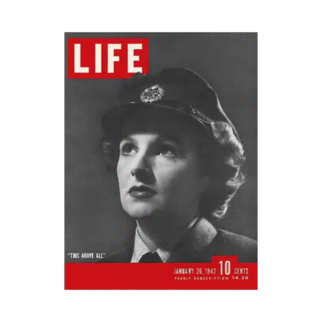 Cover of VTG Life Magazine January 26, 1942 featuring Joy Frankau of the Women's Auxiliary Air Force with the theme 'This Above All'.