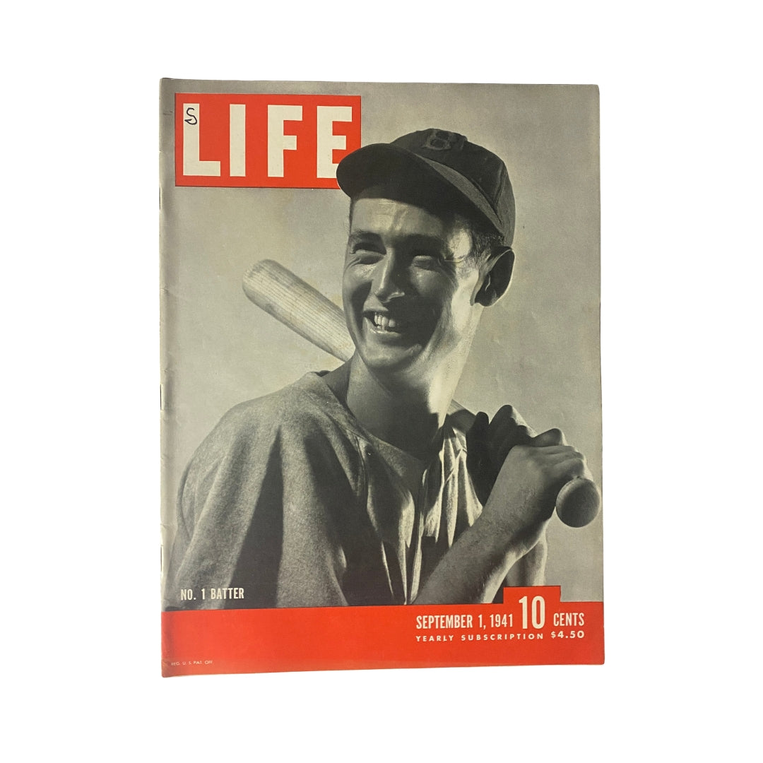 Life Magazine September 1, 1941 Boston Red Sox's player, Ted Williams No Label