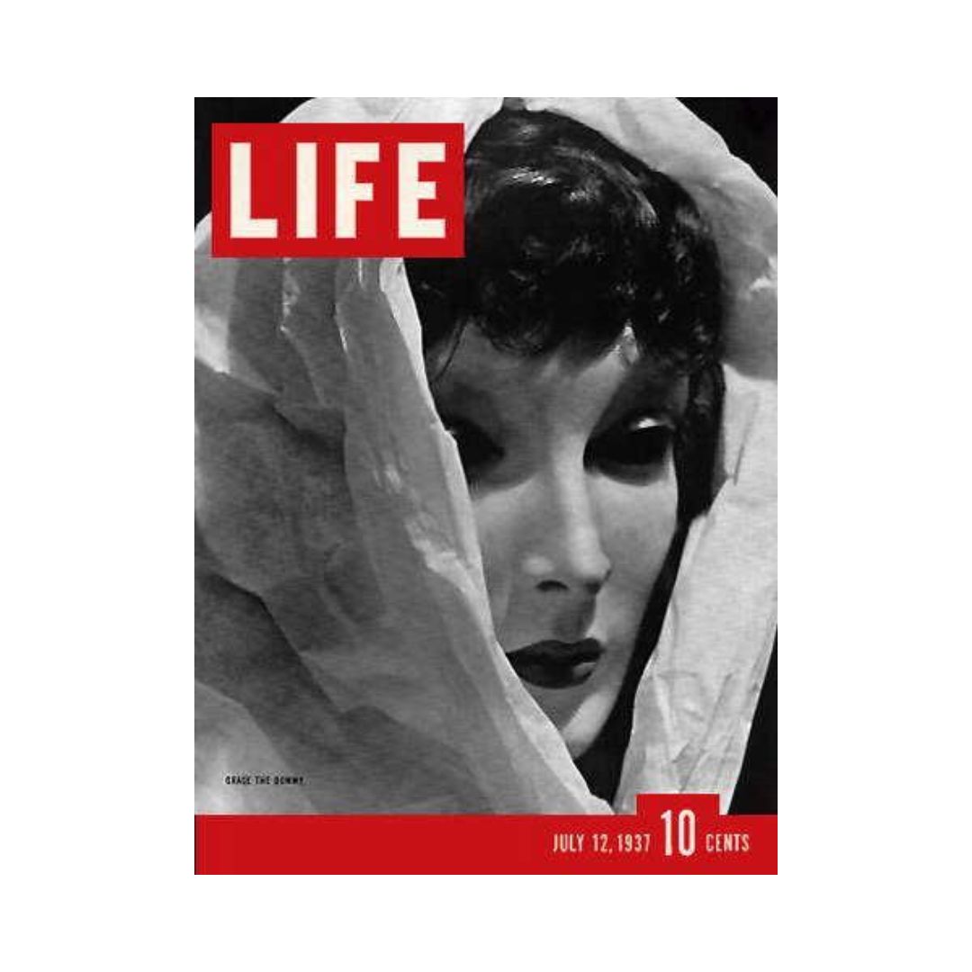 VTG Life Magazine Cover from July 12, 1937 featuring a mannequin, showcasing vintage fashion and cultural themes of the era.