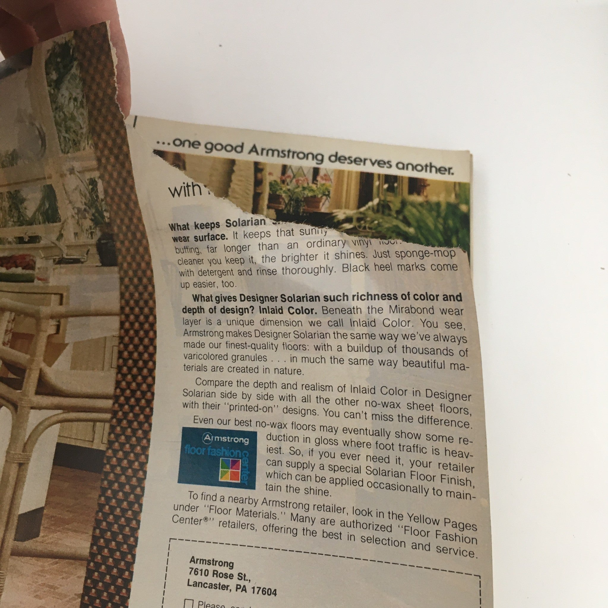 Inside page of Redbook Magazine October 1976 displaying promotional content for Armstrong flooring products and their features.