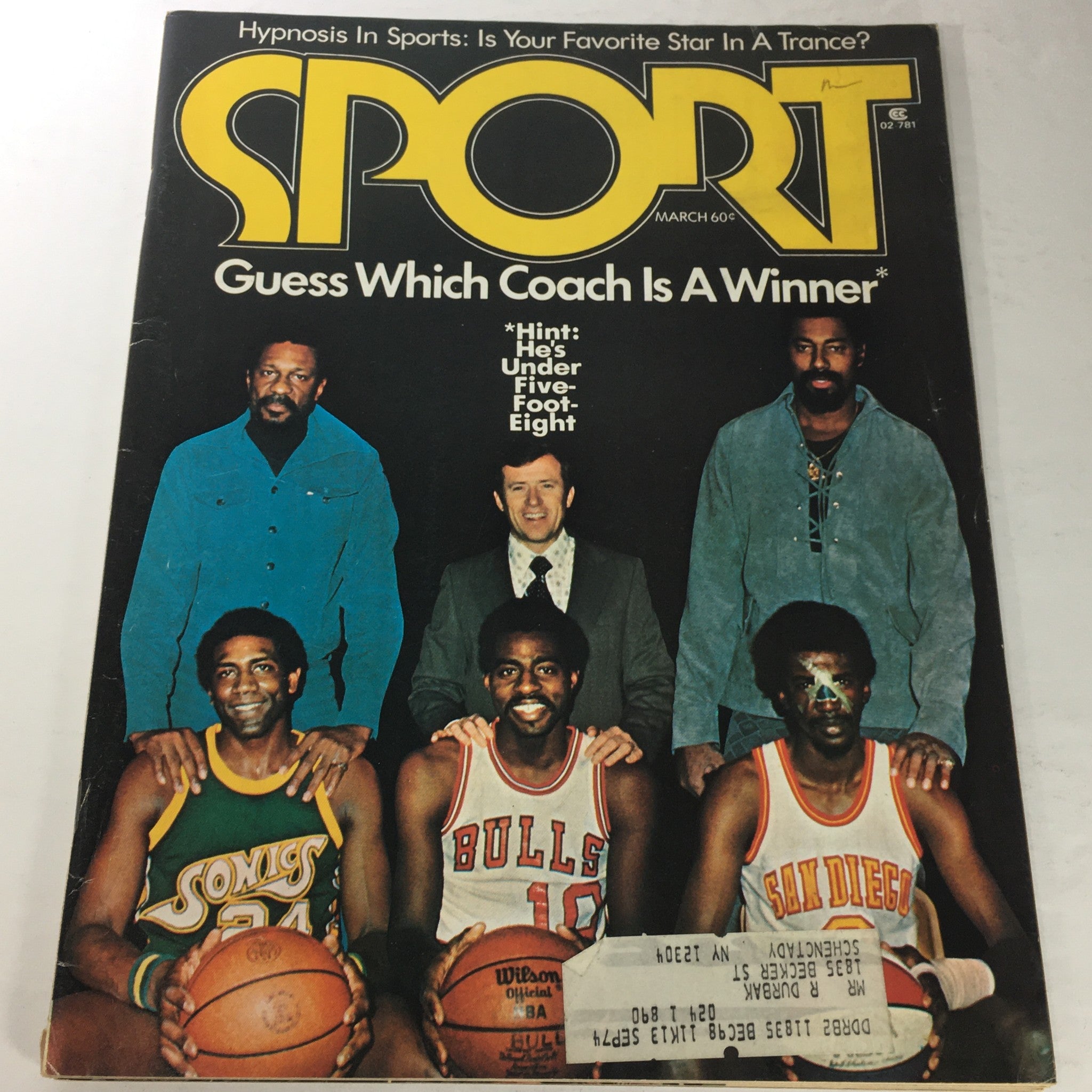 VTG Sport Magazine: March 1974, featuring an iconic cover with basketball players including Wilt Chamberlain, highlighting the sports culture of the 1970s.